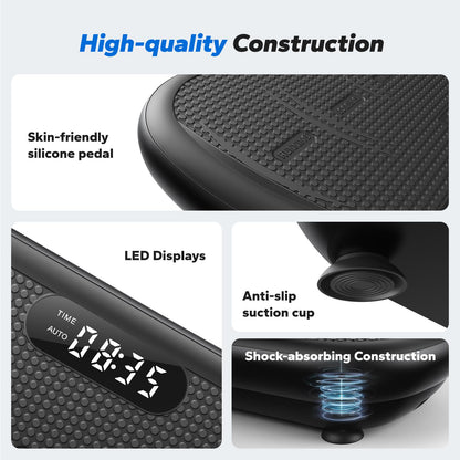 MERACH Vibration Plate Exercise Machine, Vibration Plate 440 Lbs Capacity, Bluetooth and Silicone Pedal, Stimulate Deep Fat, Vibration Plate for Lymphatic Drainage, Vibrating for Weight Loss(Black)