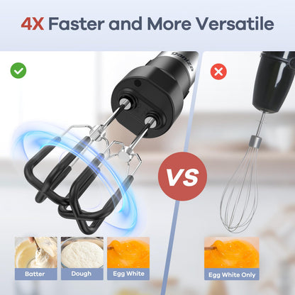 Ganiza Immersion Blender, 6 in 1 Hand Blender Stainless Steel Blade, 15 Speed Stick Blender Electric, Immersion Blender Handheld with 800ml Mixing Beaker, 600ml Chopper, Whisk, Frother, Potato Masher