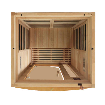 Dynamic Barcelona 1 to 2 Person Hemlock Wood Low EMF FAR Infrared Sauna For Home with LED Control Panel and Tempered Glass Door - Curbside Delivery