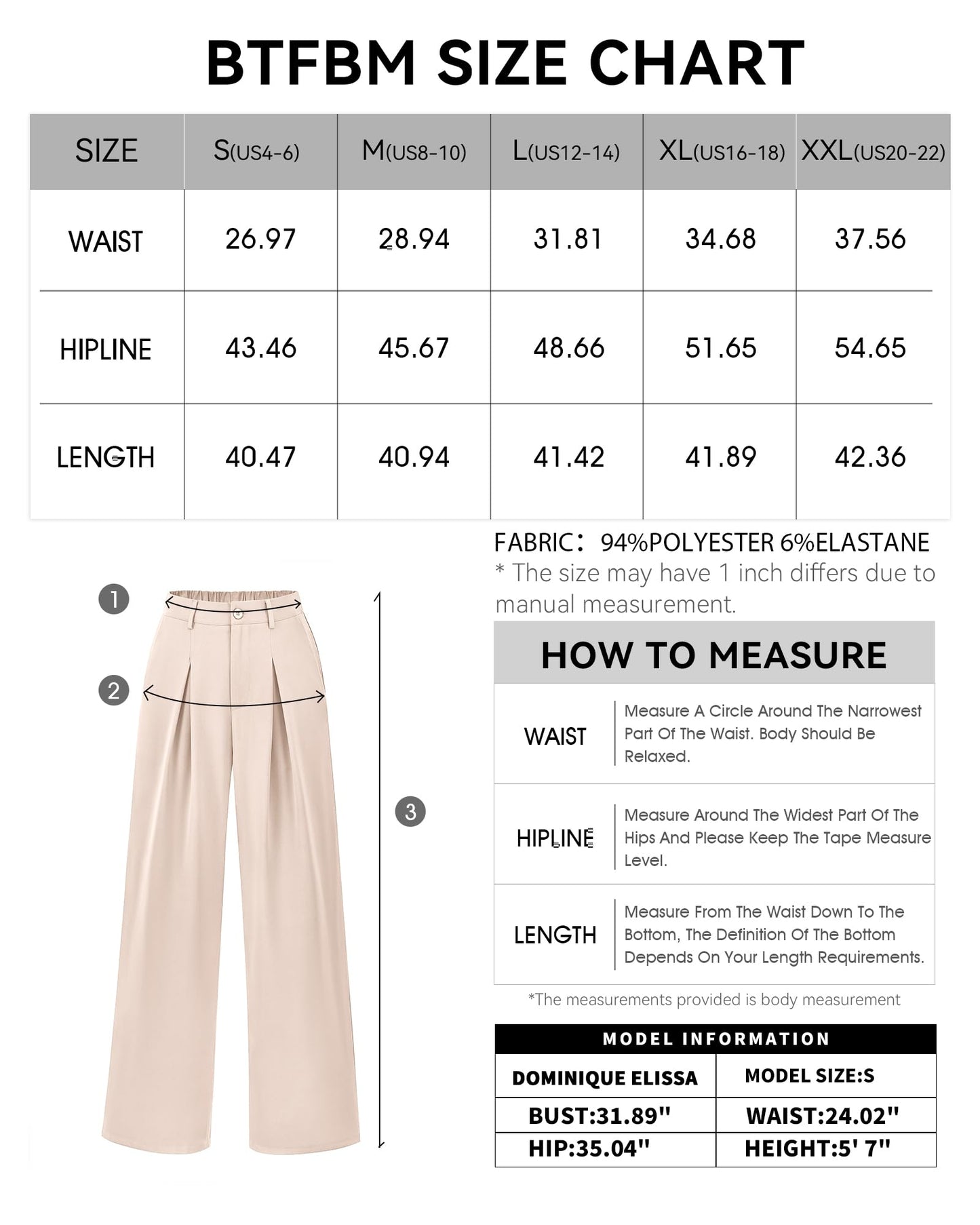 BTFBM Women High Waist Palazzo Pants Casual Wide Leg Trousers Button Down Loose Work Office Business Suit Pant Pockets(Solid Beige, Small)