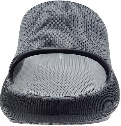 BRONAX Home Slides for Men Pillow House Shower Bathroom Slippers Sandals for Male Size 11 Quick Drying Open Toe Comfy Cushion Soft Thick Sole 44-45 Black