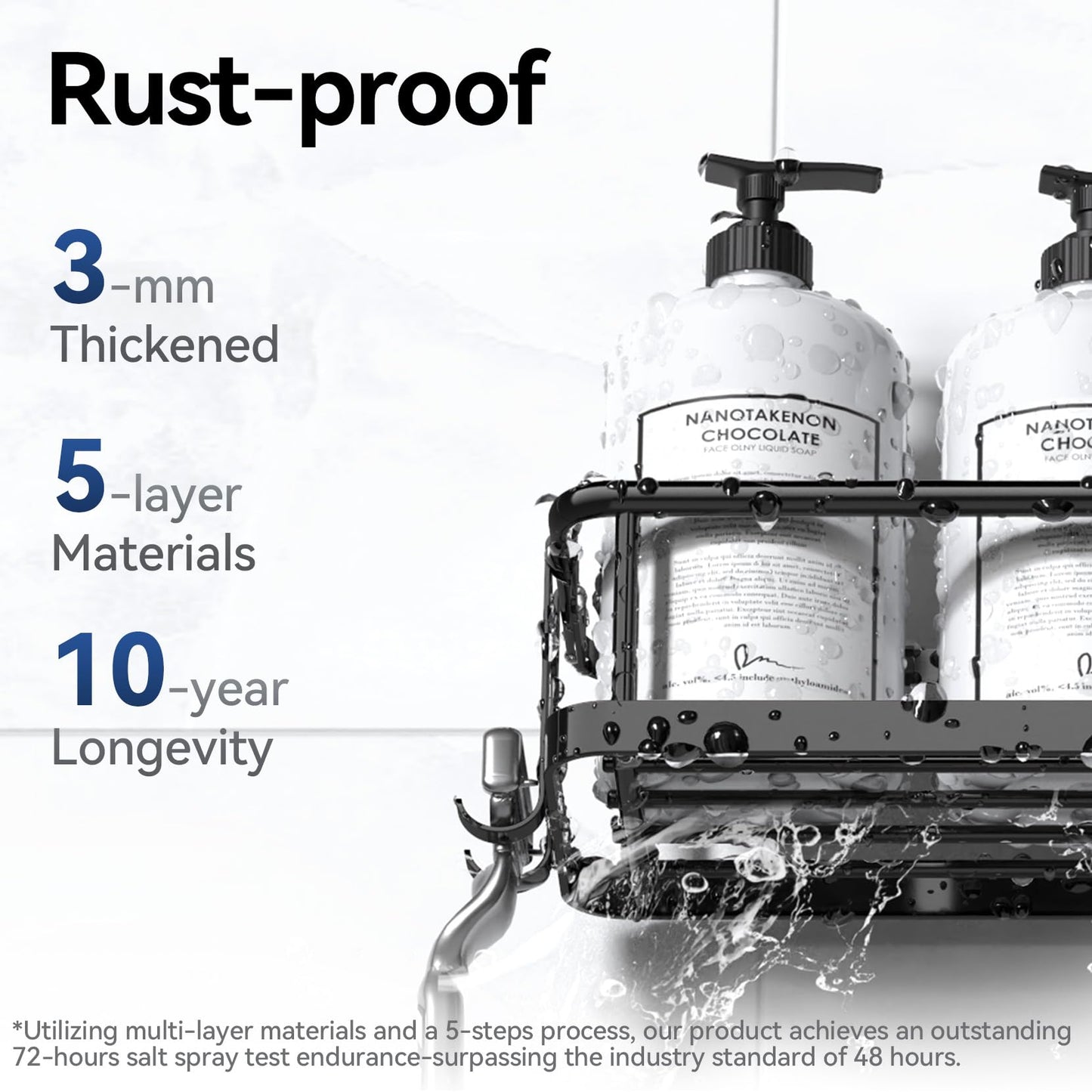 YASONIC Shower Caddy, 6 Pack Large Capacity shower Organizer with Soap Holder and 12 Hooks, Rustproof Shower Shelves for Inside Shower, No Drilling&Sleek Bathroom Organizers and Storage