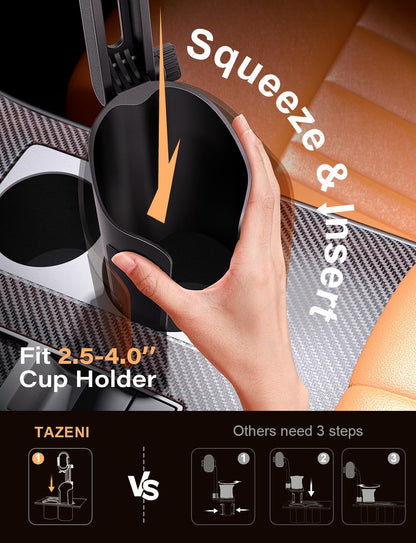 TAZENI 2-in-1 Cup Holder Cell Phone Holder for Your Car Bottle Friendly Cup Cell Phone Holder Mount for Car Height Adjustable Sturdy Fit 4-7 inches Phones
