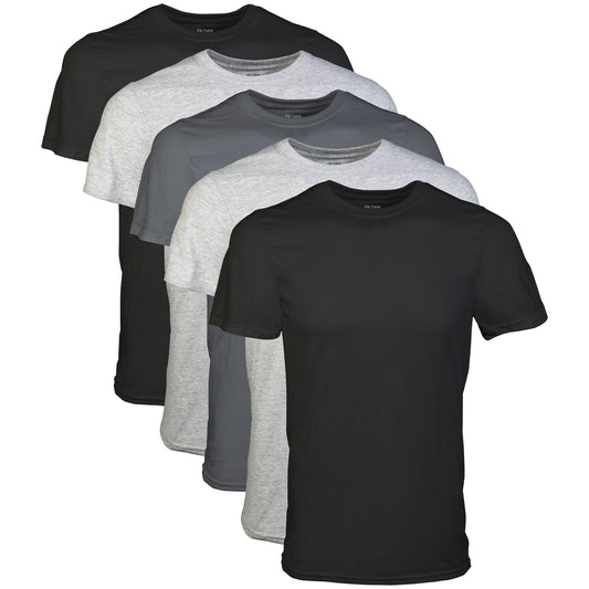 Gildan Men's Crew T-Shirts, Multipack, Style G1100, Black/Sport Grey/Charcoal (5-Pack), Large