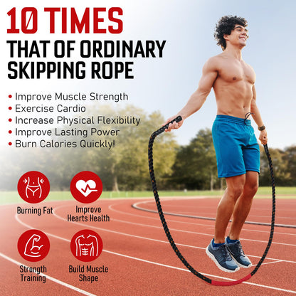 Jump Rope, 3LB Weighted Jump Rope for Fitness, 9.8ft Heavy Jumping Ropes for Exercise, Adult Workout Rope for Men & Women Improve Strength, Skipping Rope for Gym Training, Home Workout