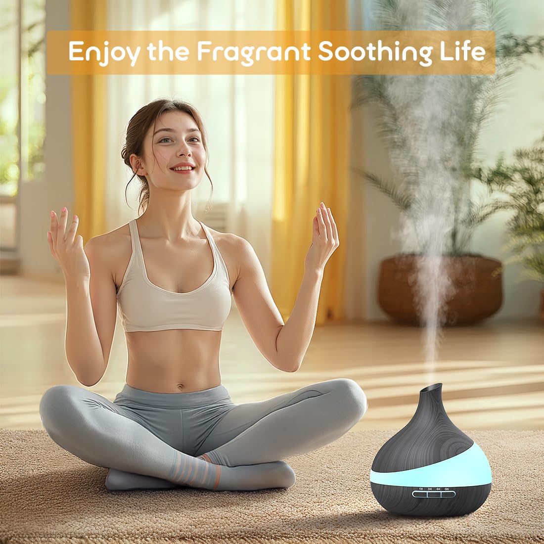 HJTHJT 500ML Essential Oil Diffuser: Aroma Diffuser with Remote Control for Hotel Spa Yoga Room - Humidifier with 14 Colors LED Night Light for Bedroom Home Relaxation