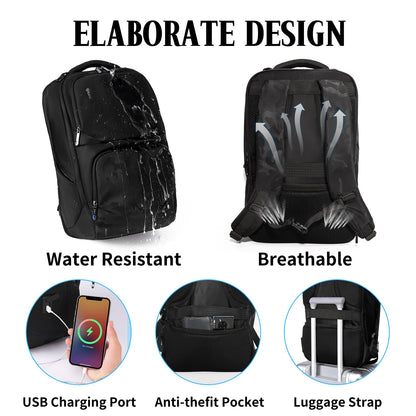 BJIAX Business Backpack for Men, High Tech Laptop Backpack with USB Charging Port and Ergonomic Design, 40L Waterproof Travel Work College Commuter Backpack Fits 17.3 Inch Tablet, Notebook