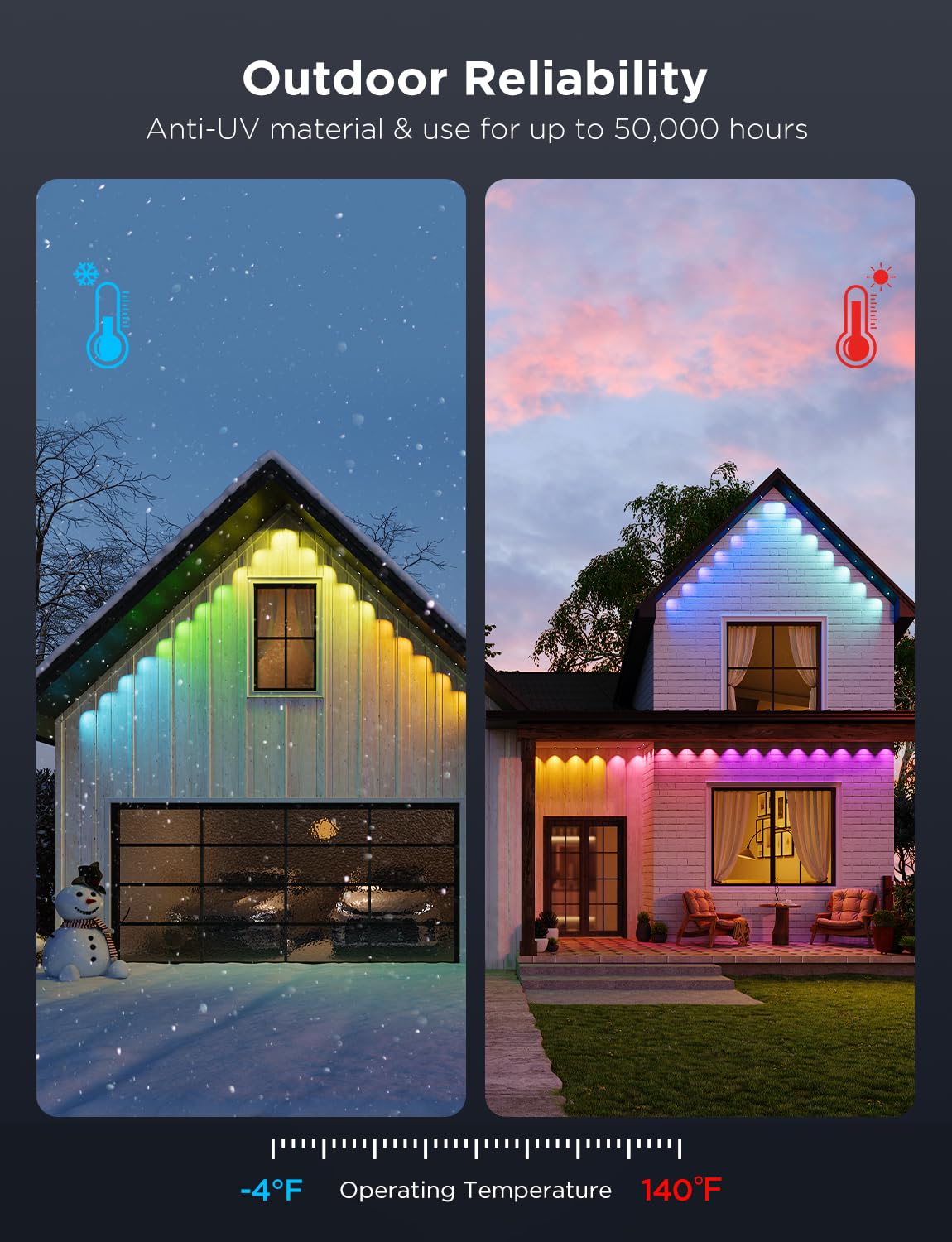 Govee Permanent Outdoor Lights Pro, 100ft with 60 RGBIC LED Lights for Daily and Accent Lighting, 75 Scene Modes for Christmas, IP67 Waterproof, Works with Alexa, Google Assistant, Matter, White