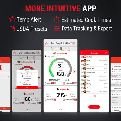 ThermoPro TempSpike Plus 600ft Wireless Meat Thermometer with 2 Color-Coded Probes, Bluetooth Meat Thermometer with LCD-Enhanced Booster for Food Cooking Grill Smoker, Fathers Day Gift for Him