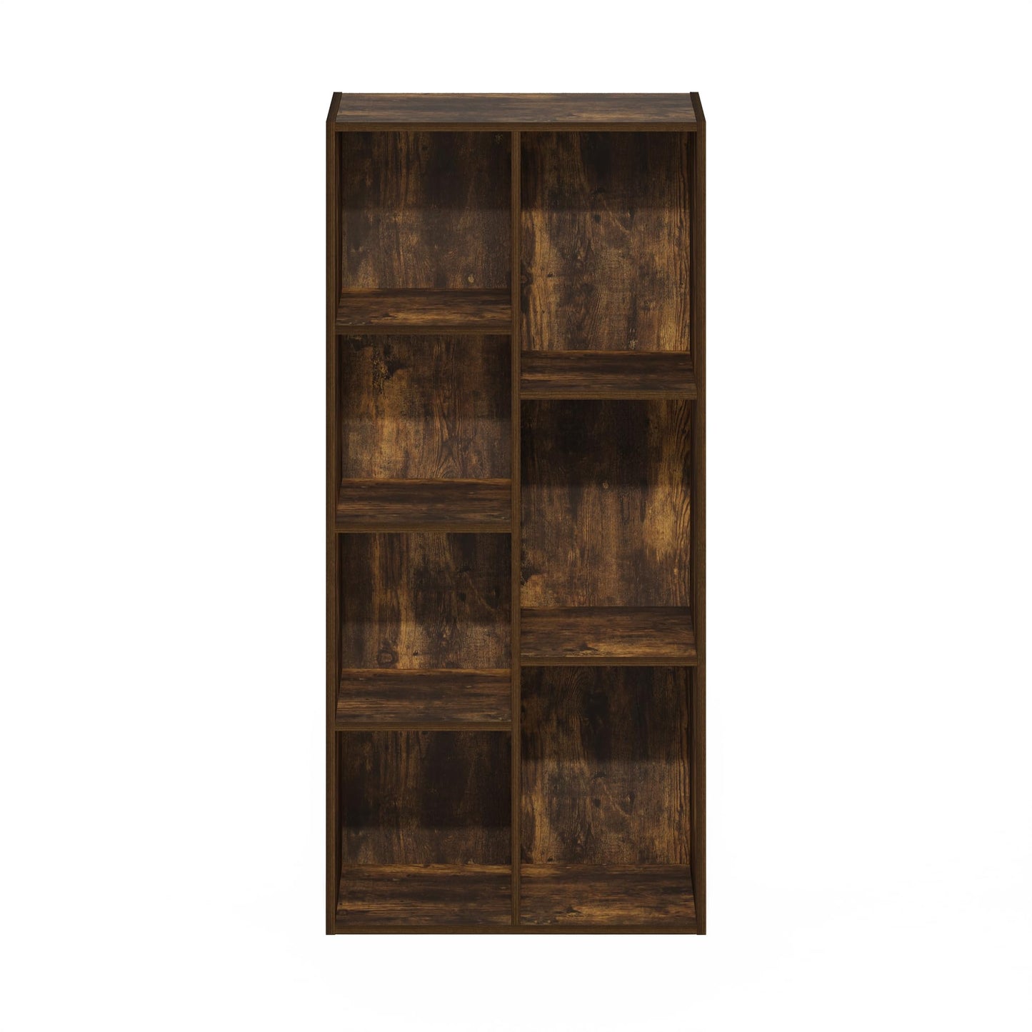 Furinno LUDER Book Shelf, 7-Cube Bookshelf, Bookcase, 9.4 x 19.5 x 41.7, for Living Room, Bedroom, Home Office, Amber Pine