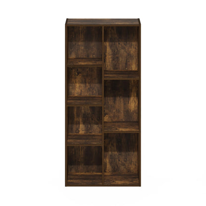 Furinno LUDER Book Shelf, 7-Cube Bookshelf, Bookcase, 9.4 x 19.5 x 41.7, for Living Room, Bedroom, Home Office, Amber Pine