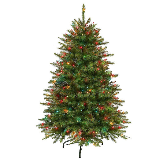 Puleo International 4.5 Foot Pre-Lit Fraser Fir Artificial Christmas Tree with 250 UL-Listed Multi-Color Lights, Green