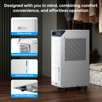 4500 Sq.Ft. Most Efficient Energy Star 2025, Max 80 Pint/D (Standard 52Pint/D) Smart Compressor Dehumidifier with APP/WIFI, Intelligent Humidistat for Basement, Home, Bedroom, Bathroom, Garage (LIBRA)