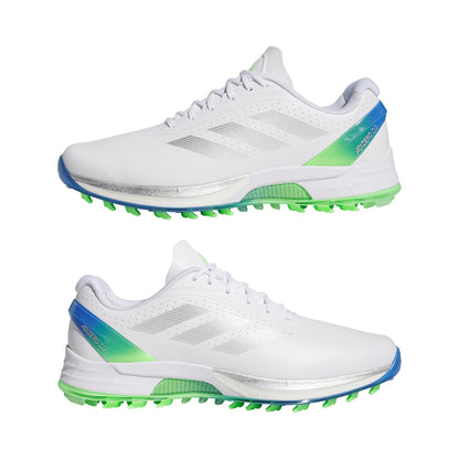 adidas Men's Adizero ZG Spikeless Golf Shoes, Footwear White/Silver Metallic/Lime Burst, 9.5