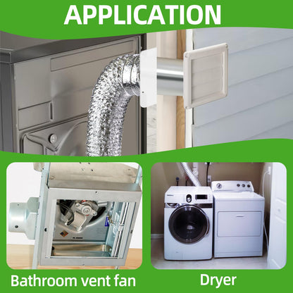 Dryer Vent Kit with Hose/Duct Connector/Wall Plate,4 Inch Dryer Vent Hose Connector Wall Ducting Kit for Bathroom Ventilation Fans Exhaust,Ceiling Washer Air Circulation
