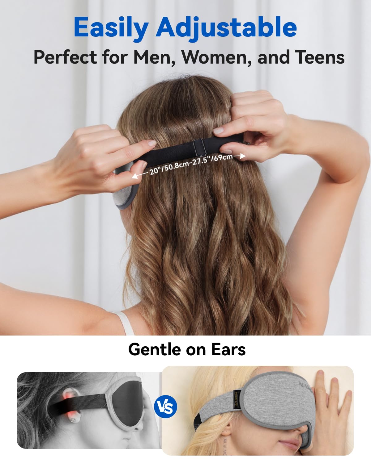 Weighted Eye Mask for Sleeping - Blackout Sleep Mask for Women Men, FACEMOON Lash Extension Eye Covers, Memory Foam, 3D Contoured, Airplane Travel Essentials, Blindfold for Meditation(Gray)