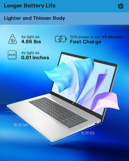 HP Business Touchscreen Laptop 17 inch, Intel Ultra 7 255U, Intel AI Boost (12 NPU TOPS), 64 GB DDR5, 2 TB SSD, 17.3" HD+ Touchscreen, Backlit Keyboard, Wi-Fi 6, Copilot, Windows 11 Pro, w/Accessories