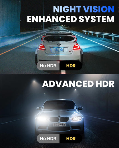 COOLCRAZY Dash Cam Front and Rear, 4K Full HD Dual Dash Camera for Cars Built-in 5G WiFi GPS, 64GB Card, Car Camera with 3" IPS Screen, UHD 2160P Night Vision, HDR, App Control, 24H Parking Monitor