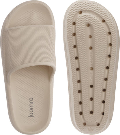 Joomra Slippers Womens Cloud Slides Cushioned for Mens Quick Drying Shower Foam Pillow House Shoes Pool Beach Spa Garden Sandals Ladies Male Sandles Khaki 40-41