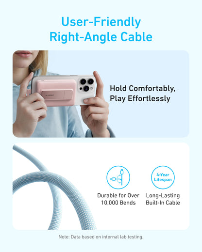 Anker Zolo Magnetic Power Bank, 10,000mAh Wireless Portable Charger with 30W Max Fast Charging, Battery Pack with Built-in USB-C Cable and Adjustable Stand, for iPhone16/15 Series, AirPods, and More