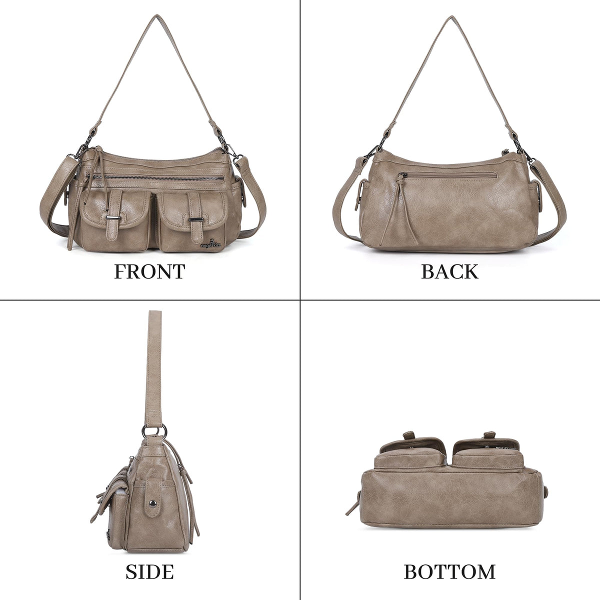 Angel Kiss Hobo Purses for Women Crossbody Shoulder Bag Ladies Multi Pocket Handbags with Adjustable Shoulder Strap,Khaki