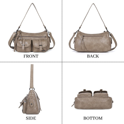 Angel Kiss Hobo Purses for Women Crossbody Shoulder Bag Ladies Multi Pocket Handbags with Adjustable Shoulder Strap,Khaki