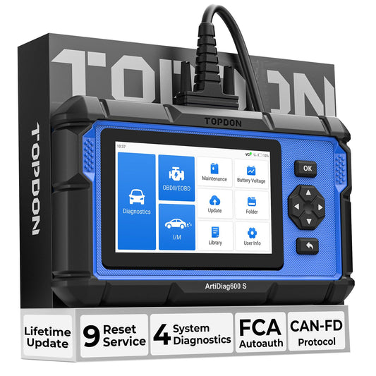 OBD2 Scanner TOPDON AD600S Scan Tool, Code Reader, Diagnostics Scanner for ABS/SRS/AT/Engine, 9 Reset Services, Oil/Brake/BMS/SAS/DPF/TPMS/ETS Reset/ABS Bleeding/Injector Coding, Free Lifetime Upgrade