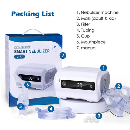 Smart Digital Display Nebulizer Machine for Adults and Kids, Compression Nebulizer for Breathing Treatment, Jet Nebulizer with Timing Function for Home Hailie Sensor NF0109