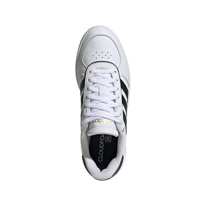 adidas Women's Breaknet Sleek Sneaker, White/Black/Gold Metallic, 7.5