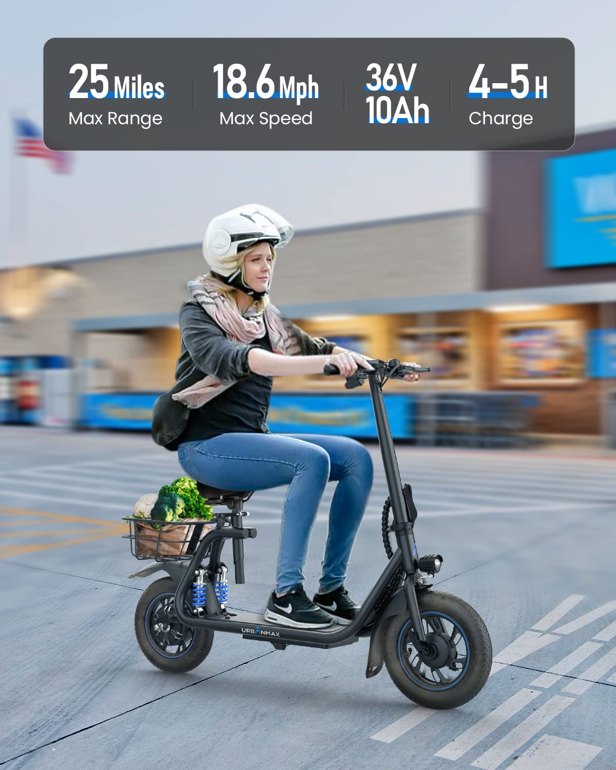 URBANMAX C1 Plus Electric Scooter with Seat