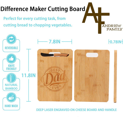 Christmas or Birthday Gifts for Dad, Best Dad Gift from Daughter Son - Unique Engraved Bamboo Cutting Board Fathers Day Gift for Dad Papa- Best Dad Ever