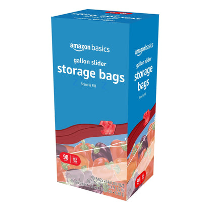 Amazon Basics Slider Gallon Food Storage Bags, BPA Free, 90 Count