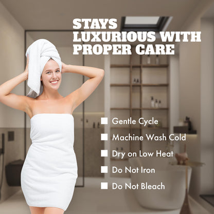 Wealuxe White Bath Towels 24x50 Inch, 6 Pack - Extra Absorbent Cotton Towel Set for Bathroom