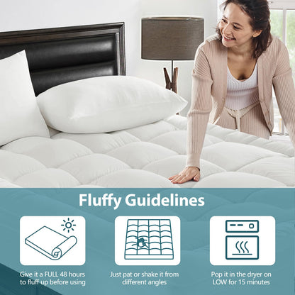 CYMULA Twin XL Mattress Topper - Soft Cooling Mattress Pad for College Dorm Room Essentials - Extra Thick Long Protector Cover for Back Pain, Single Bed Topper Pillow Top with 8''-21'' Deep Pocket