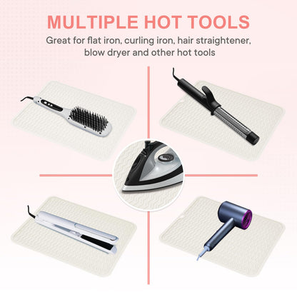 Suafrnut Oversize Silicone Heat Resistant Mat, Portable Travel Mat Cover for Curling Irons, Flat Irons, Hair Straightener and Hot Hair Styling Tools(14.2" x 11")