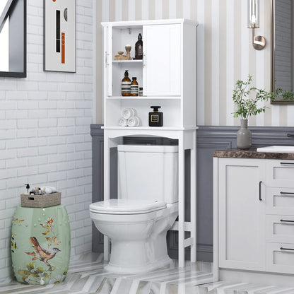 Spirich Over The Toilet Storage Cabinet, Bathroom Shelf Over Toilet, Bathroom Organizer Space Saver, White