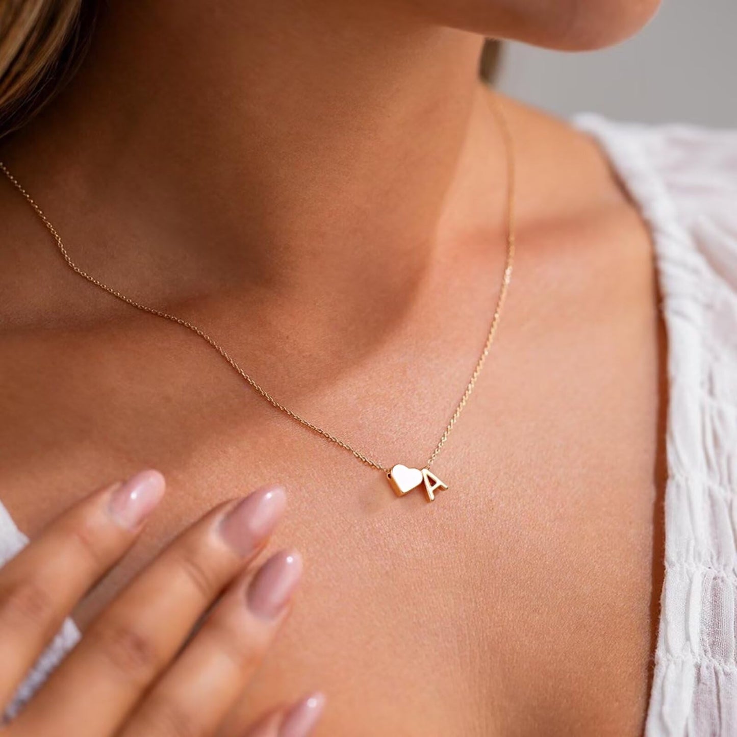 Turandoss Gold Heart Necklaces for Women Trendy, 18K Real Gold Plated Tiny Heart Initial C Necklace Dainty Heart Necklaces Mothers Day Gifts Gold Initial Necklaces for Women Jewelry