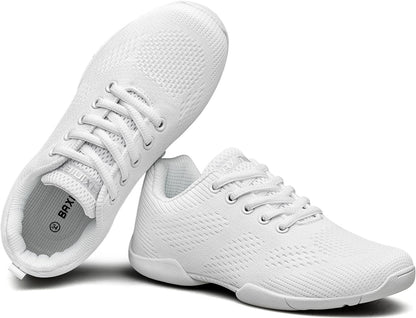 BAXINIER Girls White Cheerleading Shoes Lightweight Youth Cheer Competition Sneakers Kid Training Dance Tennis Shoes - White 3 Big Kid