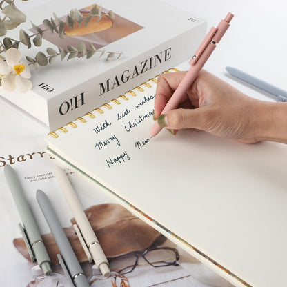 FIOVER Gel Pens, 5pcs 0.5mm Quick Dry Black Ink Fine Point Smooth Writing Pens High-End Series Ballpoint for Office School Supplies(Morandi)