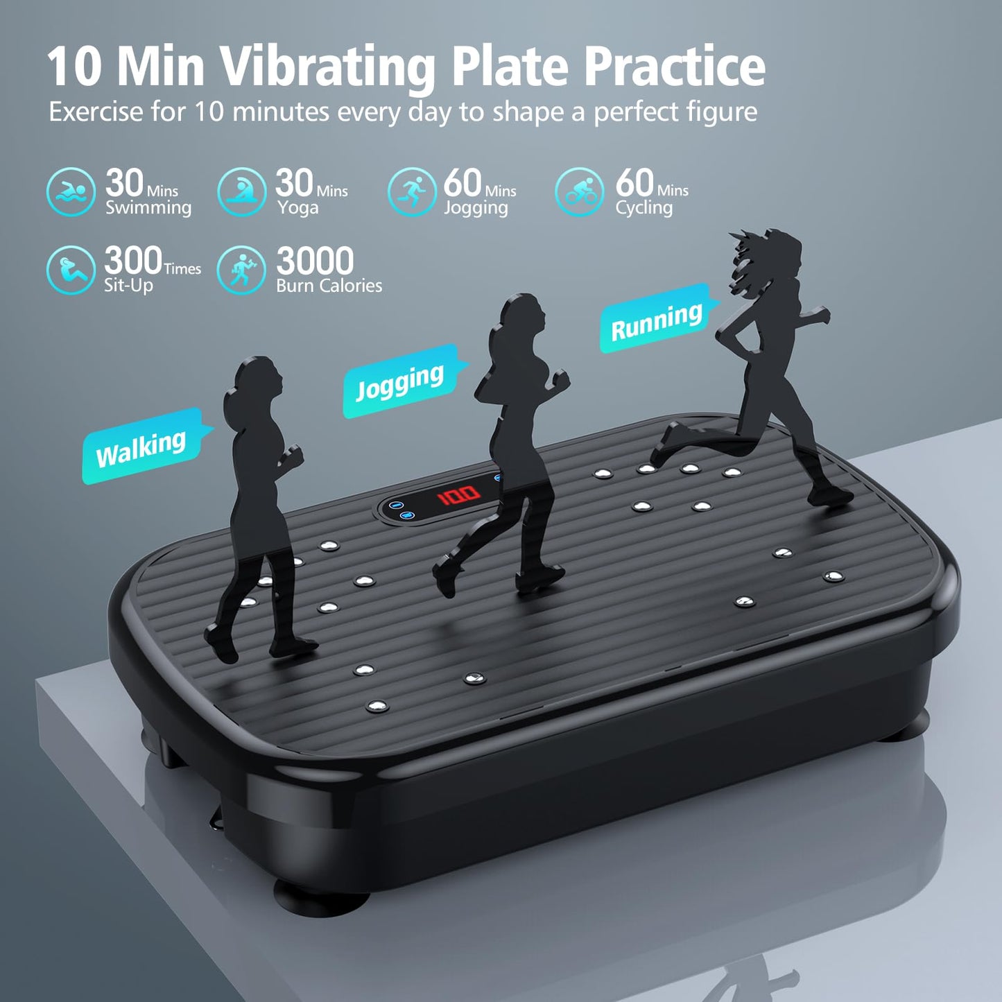 PUREROYI Vibration Plate Exercise Machine, Power Waver Vibration Plate Platform for Lymphatic Drainage Whole Body Vibration Plate Machine Helps Weight Loss Shaping Toning & Wellness Home Gyms Workout