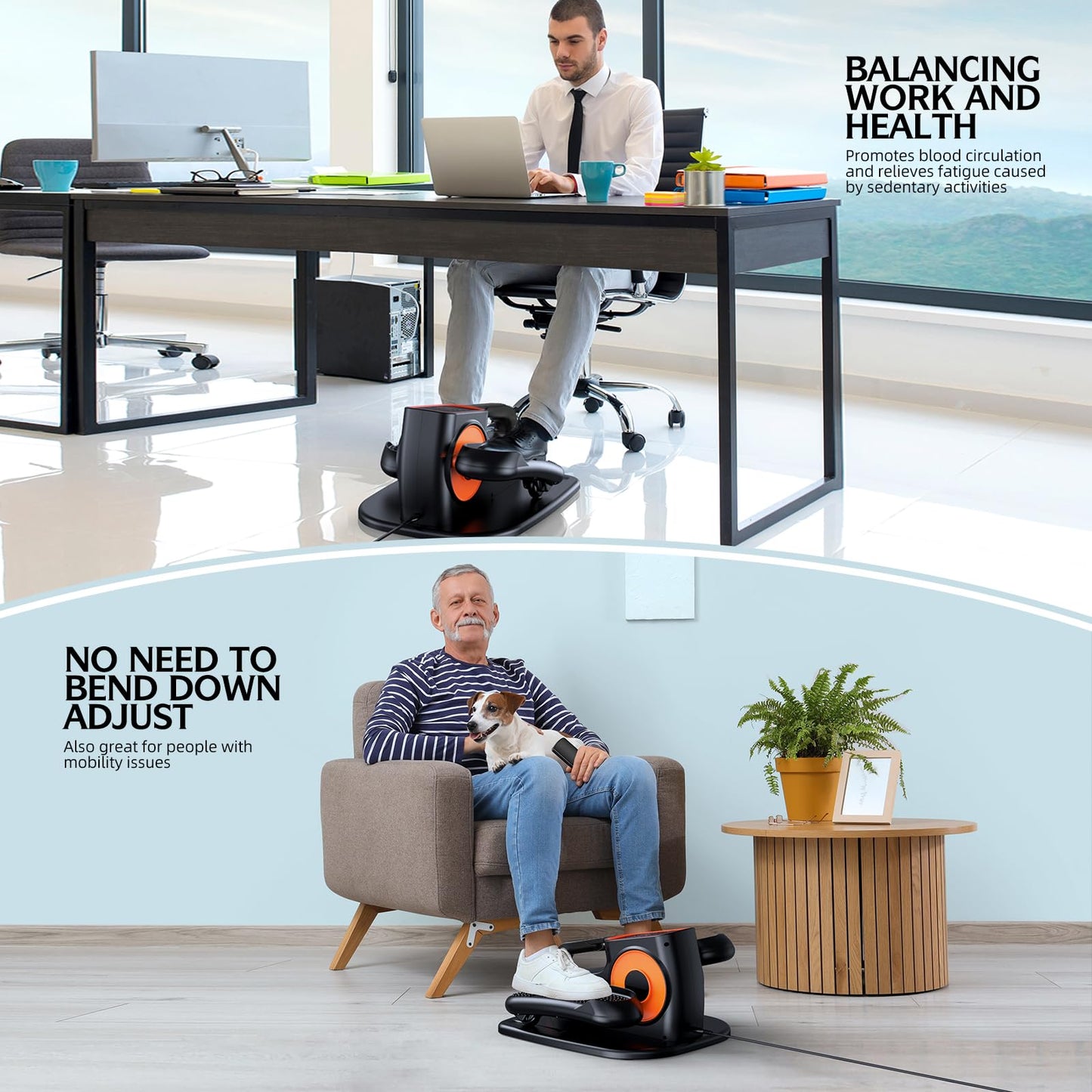 DUREXO Under Desk Elliptical, Ellipse Leg Exerciser While Sitting for Seniors, Quiet Portable Electric Seated Pedal Exerciser with Remote Control and 12 Adjustable Speeds for Home Office