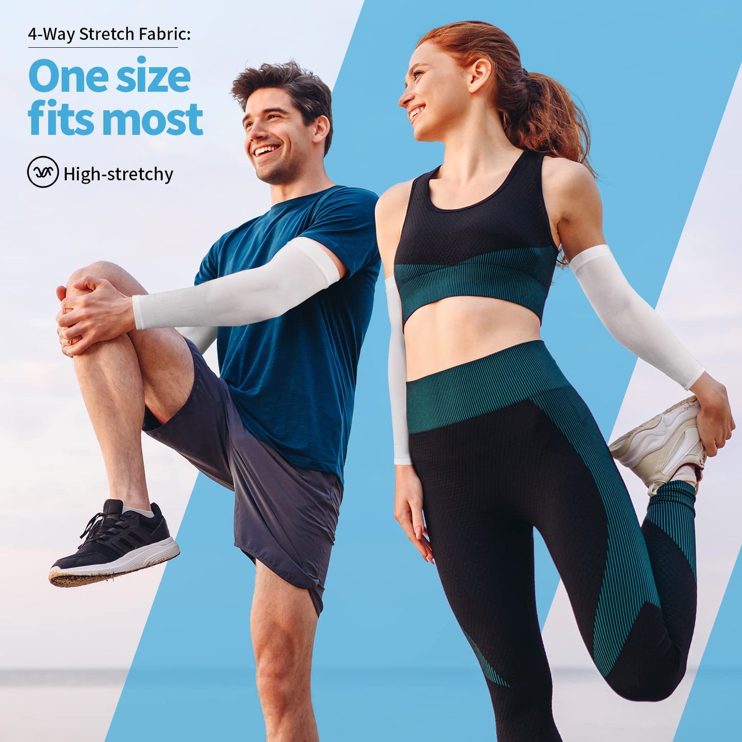 YESLIFE 2 Pairs UV Sun Protection Arm Sleeves for Men & Women - Tattoo Cover Up - UPF 50 Cooling Sports Sleeve for Basketball Golf Hiking (White & Black)