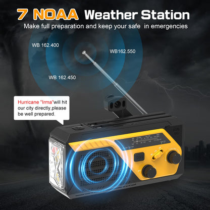 Hand Crank Emergency Radio, 6000mAh AM/FM Weather Radio NOAA Alert with Battery Backup, NOAA Weather Radio with Phone Charger,3 Flashlight Modes,Reading Lamp,SOS Alarm for Emergency,Hurricane