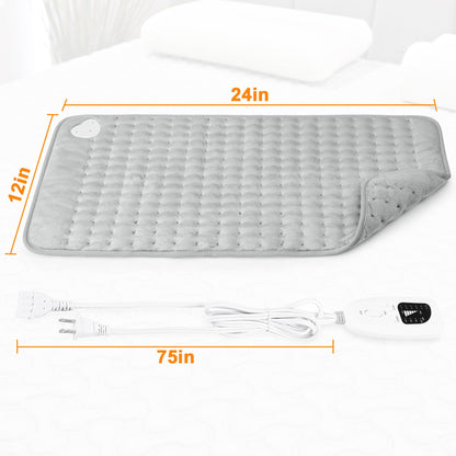 Heating Pad-Electric Heating Pads for Back,Neck,Abdomen,Moist Heated Pad for Shoulder,Knee,Hot Pad for Arms and Legs,Dry&Moist Heat & Auto Shut Off(Light Gray, 12''×24')