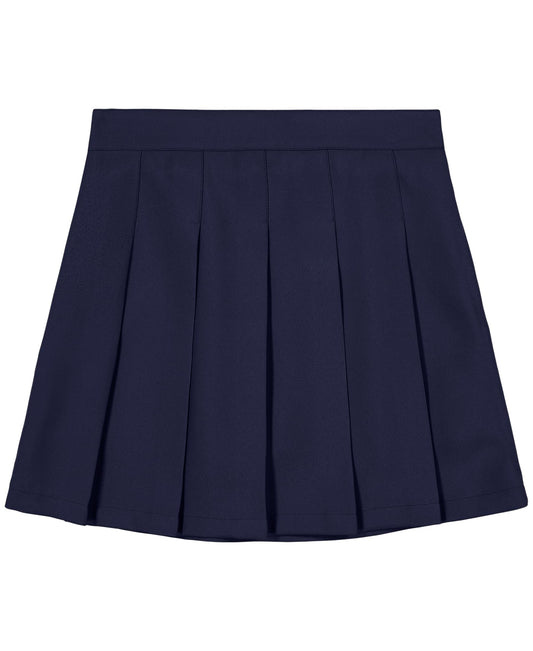 IZOD Girls' School Uniform Pull-on Scooter Skirt with Undershorts, Knit Waistband & Functional Pockets, Wrinkle Resistant, Navy 976, 12