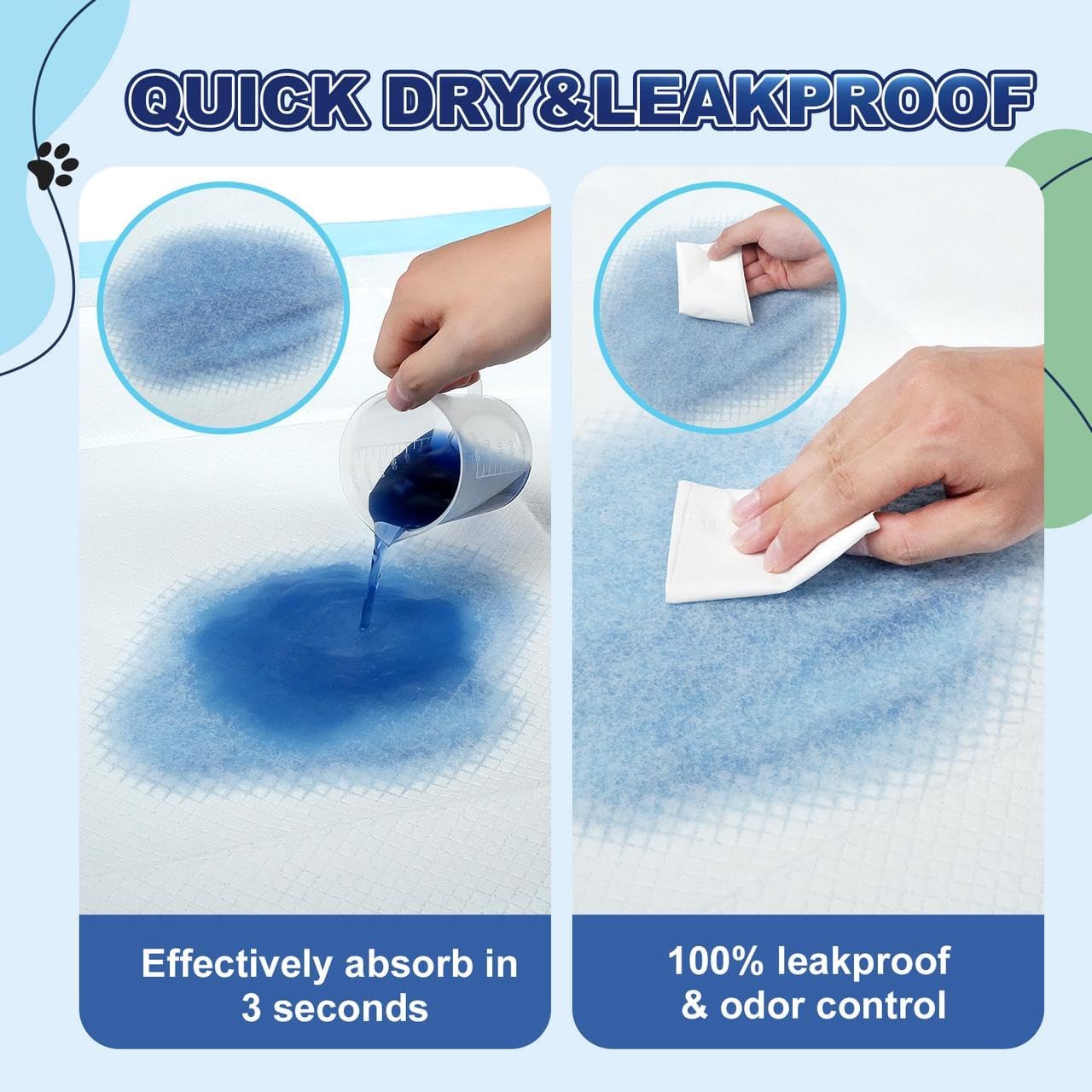 Puppy Pads XL 100 Count, Dog Pee Pads Extra Large, 34"x28" Pee Pads for Dogs, X-Large Disposable Dog Training Pads Super Absorbent&Leak-Proof, Quick-Dry Potty Piddle Pads for Doggy, Cats, Pet Supplies