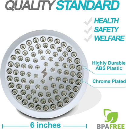 SparkPod Shower Head - High Pressure Rain - Premium Quality Luxury Design - 1-Min Install - Easy Clean Adjustable Replacement for Your Bathroom Shower Heads (Luxury Polished Chrome, 6 Inch Round)