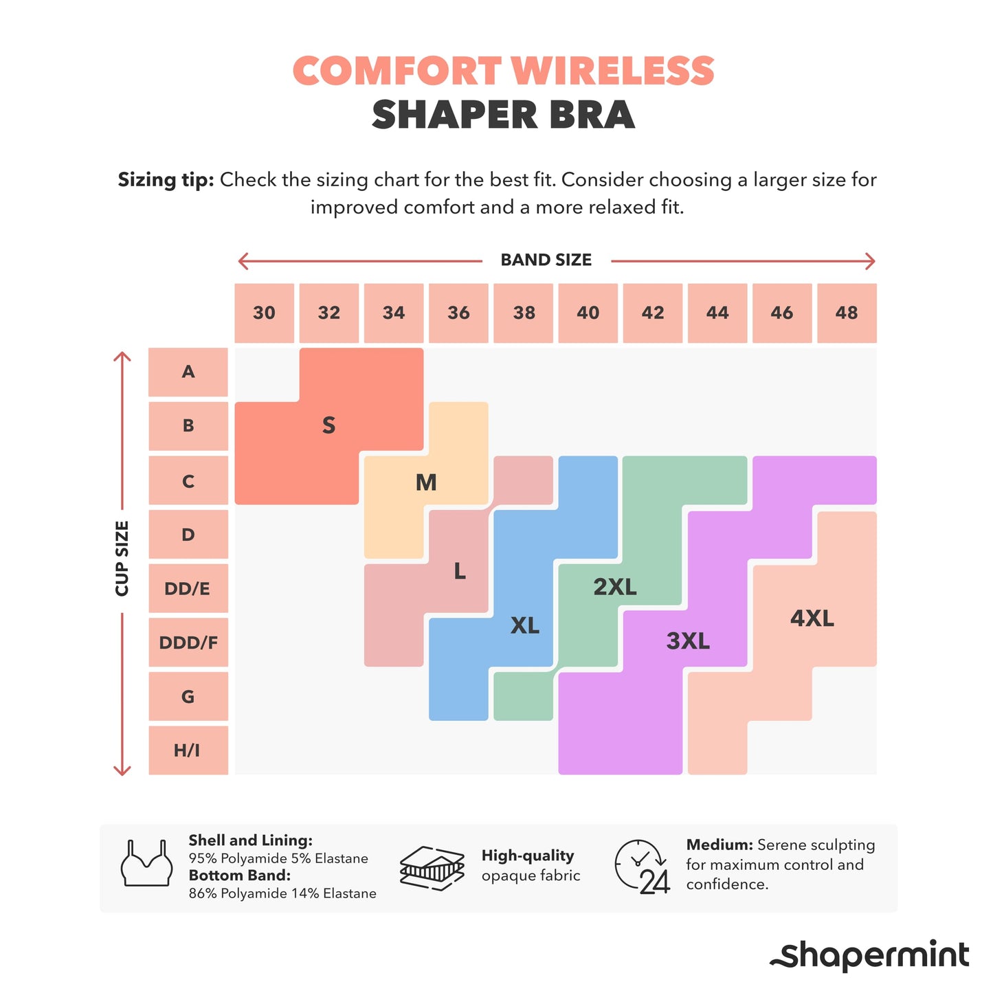 SHAPERMINT Wireless Bras for Women No Underwire – Small to Plus Size Bralettes with Support and Natural Lift