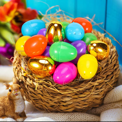 NEWBEA 288 Easter Eggs -2.36" Bright Colors Plastic Easter Eggs Empty Include 18 Golden Eggs Perfect for Eggs Hunt, Easter Basket Stuffers, Party Favors