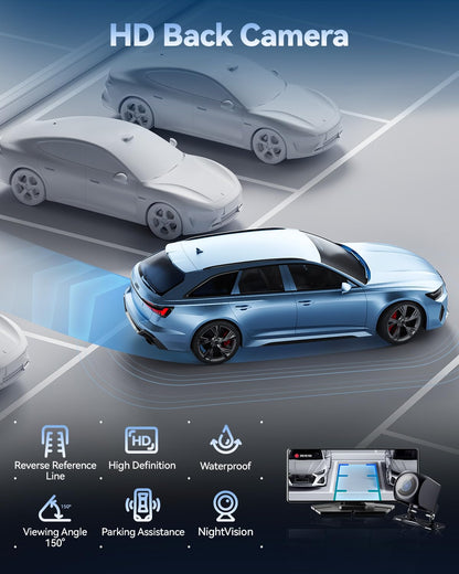 TERUNSOUl Carplay Screen for Car, 8.1" HD Portable Touch Screen Car Stereo with Android Auto, 4K Dash Cam, 1080P Backup Camera, GPS Navigation, Mirror Link, Bluetooth, AUX, FM Transmitter